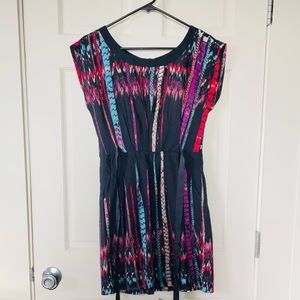 BeBop Sheer Pleated Dress with attached fabric belt Medium